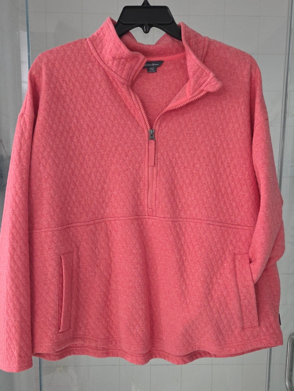 Eddie Bauer Quilted Half-Zip Pullover - Coral Pink